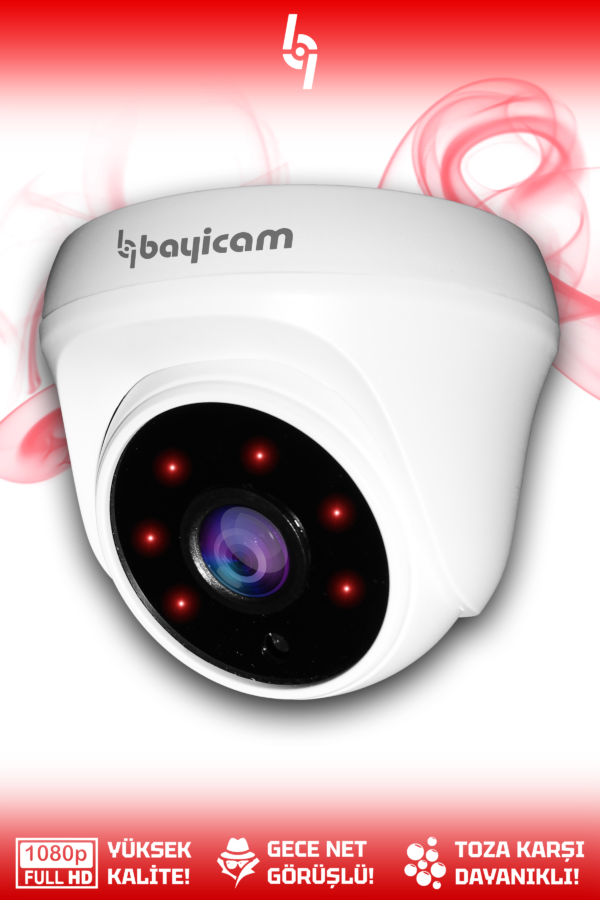 1 Dome Kamera Dome İç Mekan Full HD Gece Görüşlü Irled Kameralı AHD Güvenlik Kamerası