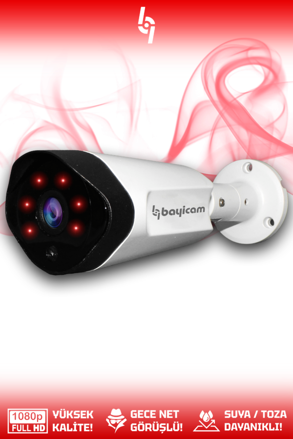 1 Uzay Kamera Bullet Dış Mekan Full HD Gece Görüşlü Irled Kameralı AHD Güvenlik Kamerası