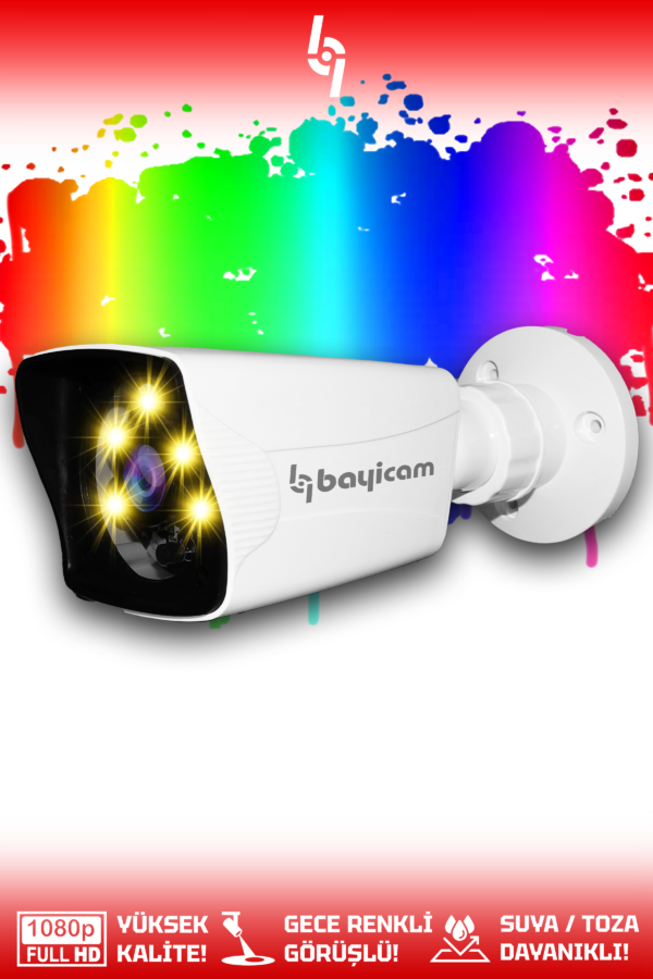 1 Kare Kamera Bullet Dış Mekan Full HD Renkli Gece Görüşlü Warmled Kameralı AHD Güvenlik Kamerası
