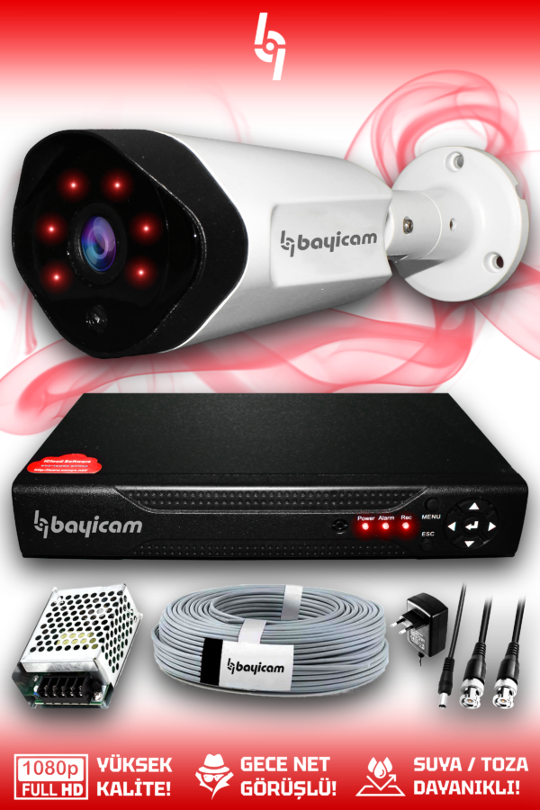 1 Kameralı Uzay 1 Dış Kamera Set HDD'siz Full HD Gece Görüşlü Güvenlik Kamerası Sistemi