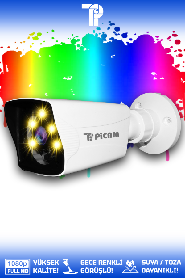 1 Kare Kamera Bullet Dış Mekan Full HD Renkli Gece Görüşlü Warmled Kameralı AHD Güvenlik Kamerası