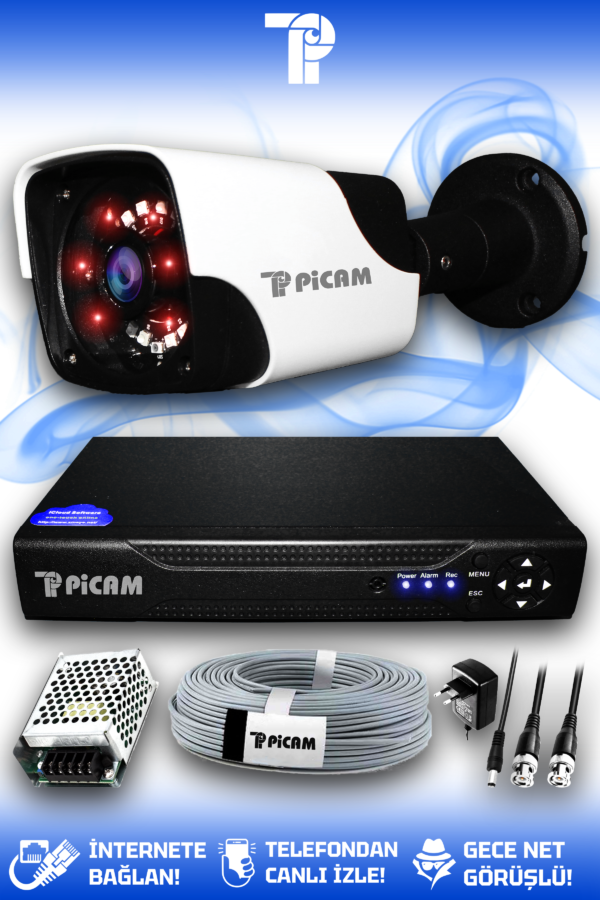 1 Kameralı Panda 1 Dış Kamera Set HDD'siz Full HD Gece Görüşlü Güvenlik Kamerası Sistemi