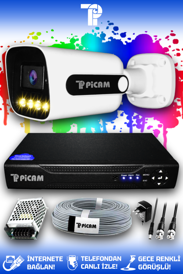 1 Kameralı Zebra 1 Dış Kamera Set HDD'siz Full HD Renkli Gece Görüşlü Güvenlik Kamerası Sistemi