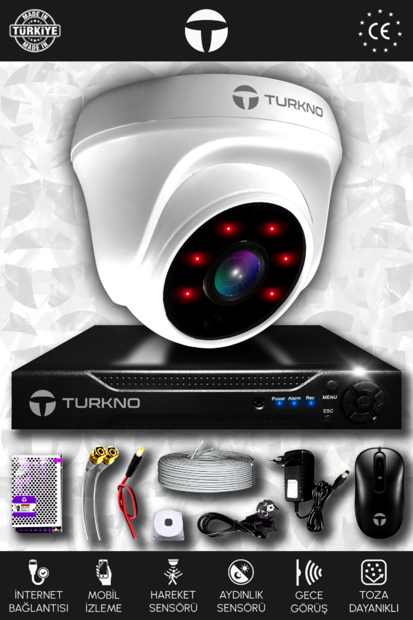 1 Kameralı Domia 1 İç Kamera Set HDD'siz Full HD Gece Görüşlü Güvenlik Kamerası Sistemi