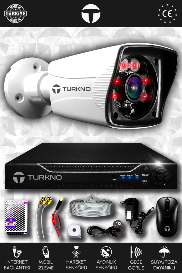 1 Kameralı Karia 1 Dış Kamera Set HDD'siz Full HD Gece Görüşlü Güvenlik Kamerası Sistemi