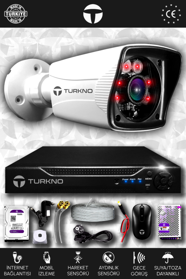 1 Kameralı Karia 1 Dış Kamera Set 1 TB HDD Full HD Gece Görüşlü Güvenlik Kamerası Sistemi