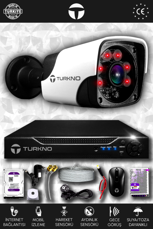 1 Kameralı Pania 1 Dış Kamera Set 1 TB HDD Full HD Gece Görüşlü Güvenlik Kamerası Sistemi