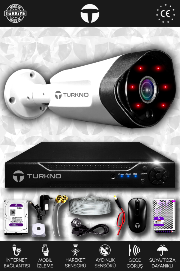 1 Kameralı Galia 1 Dış Kamera Set 2 TB HDD Full HD Gece Görüşlü Güvenlik Kamerası Sistemi