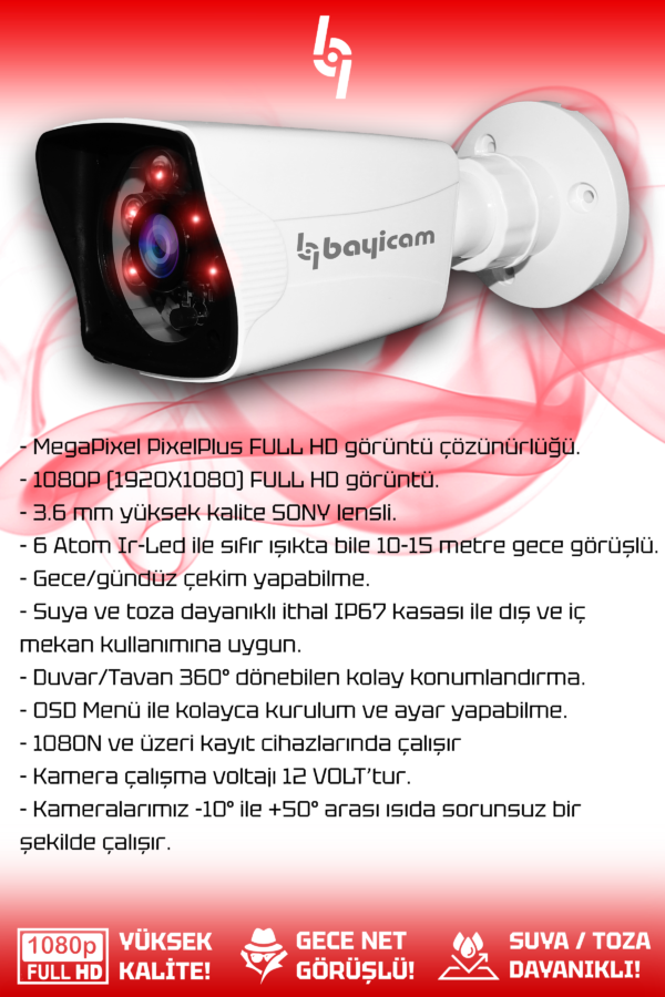 1 Kameralı Kare 1 Dış Kamera Set 1 TB HDD Full HD Gece Görüşlü Güvenlik Kamerası Sistemi - Görsel 2