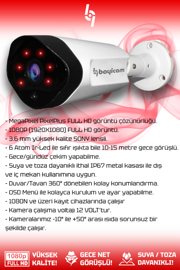 1 Kameralı Uzay 1 Dış Kamera Set 2 TB HDD Full HD Gece Görüşlü Güvenlik Kamerası Sistemi - Görsel 2