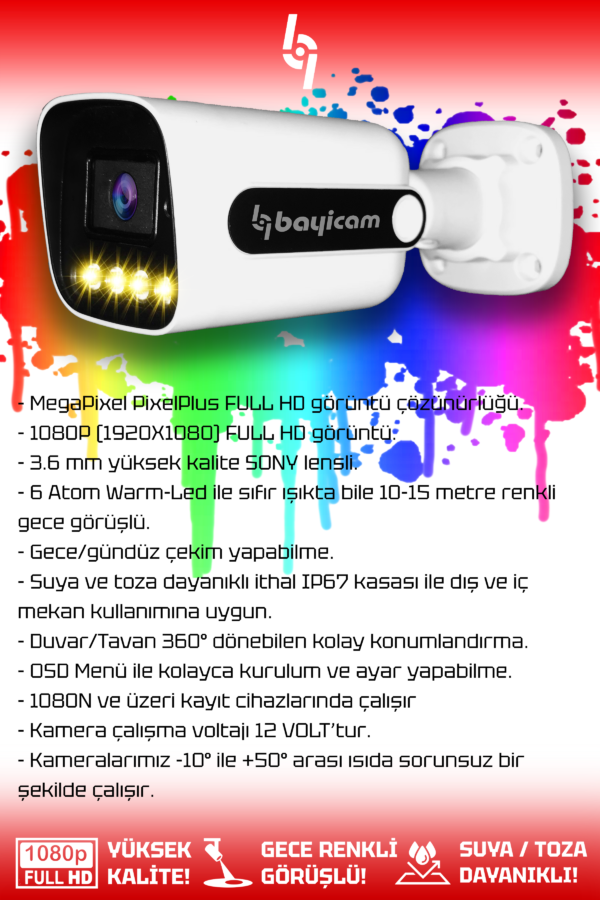 8 Kameralı Zebra 4 İç Kamera Set 2 TB HDD Full HD Renkli Gece Görüşlü Güvenlik Kamerası Sistemi - Görsel 2
