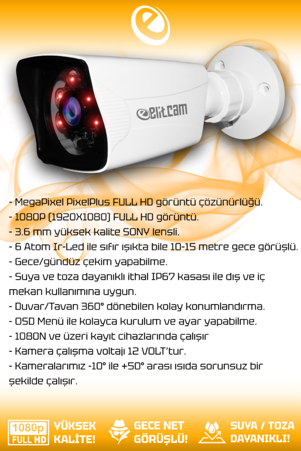 1 Kameralı Kare 1 Dış Kamera Set 1 TB HDD Full HD Gece Görüşlü Güvenlik Kamerası Sistemi - Görsel 2