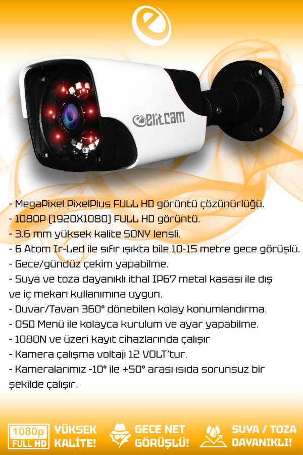 2 Kameralı Panda 2 Dış Kamera Set 2 TB HDD Full HD Gece Görüşlü Güvenlik Kamerası Sistemi - Görsel 2