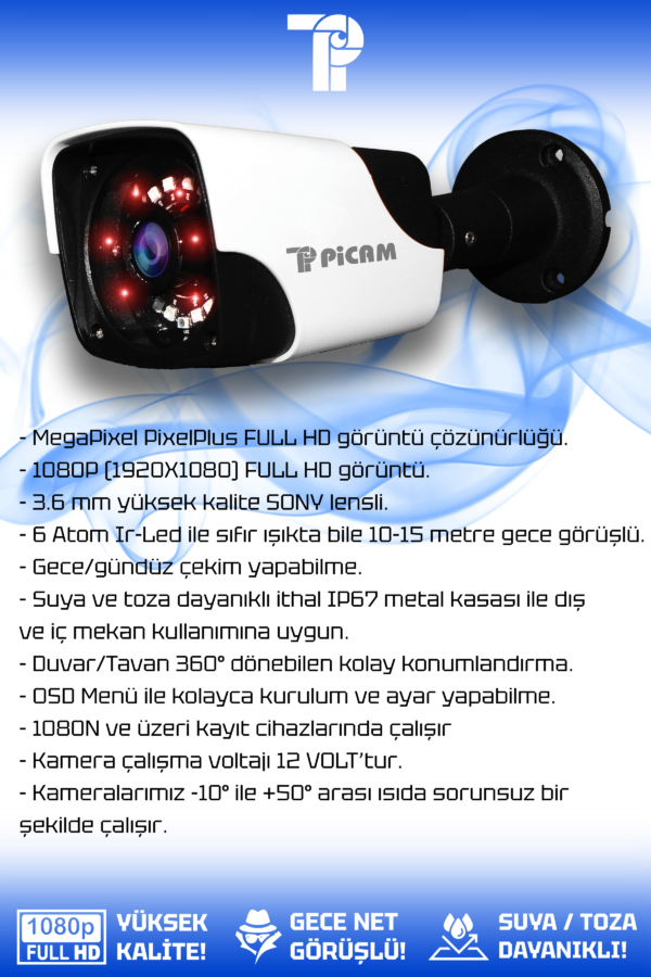 8 Kameralı Panda 8 Dış Kamera Set 2 TB HDD Full HD Gece Görüşlü Güvenlik Kamerası Sistemi - Görsel 2