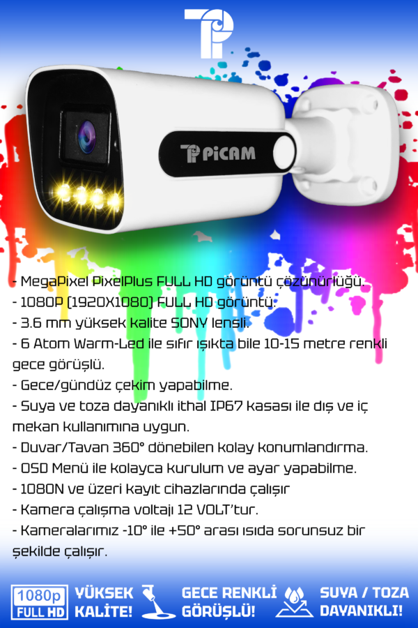 4 Kameralı Zebra 3 İç Kamera Set 100 GB HDD Full HD Renkli Gece Görüşlü Güvenlik Kamerası Sistemi - Görsel 2